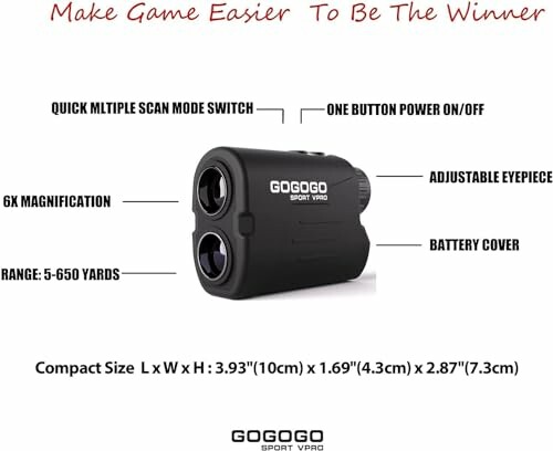 Gogogo Sport Vpro Rangefinder with features labeled.