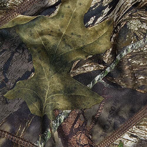 Close-up of camo fabric with leaf pattern