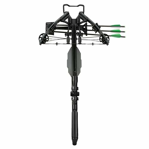 Front view of a tactical crossbow with arrows